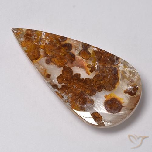 Cuarzo con marcasita Multicolor natural de 31.25 ct, En forma de pera, Transparente