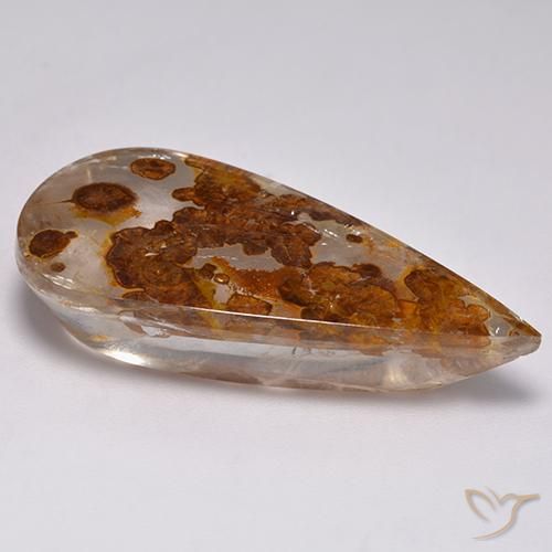 Cuarzo con marcasita Multicolor natural de 31.25 ct, En forma de pera, Transparente