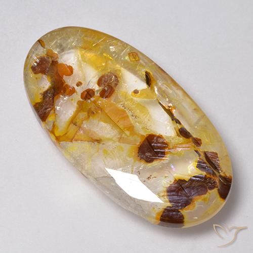 Cuarzo con marcasita Multicolor natural de 31.46 ct, Ovalada, Transparente