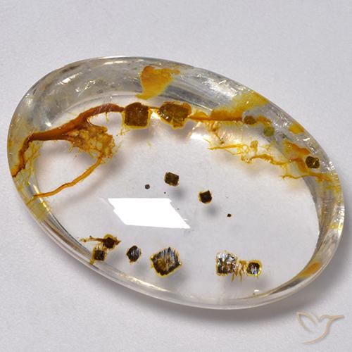 Cuarzo con marcasita Multicolor natural de 29.54 ct, Ovalada, Transparente