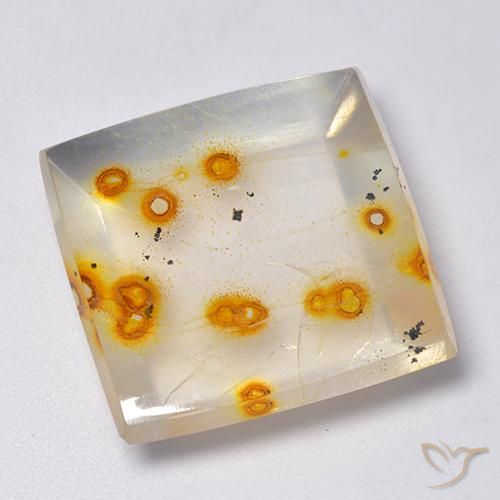 23.18ct Natural Multicolor Cuarzo con marcasita, Cuadrado, Transparente