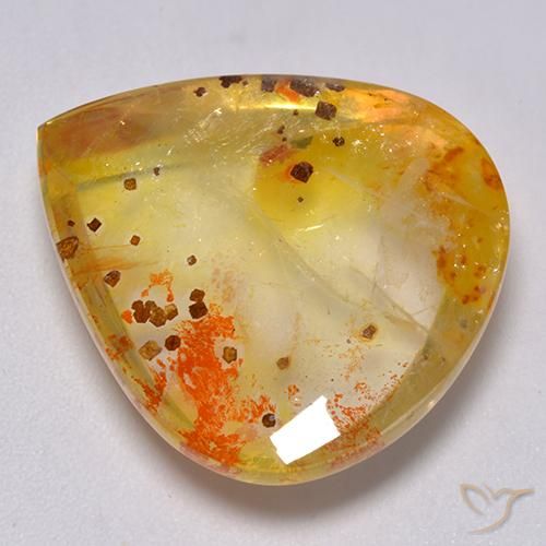 Cuarzo con marcasita Multicolor natural de 25.59 ct, En forma de pera, Transparente