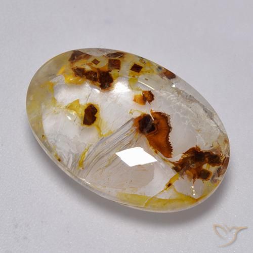 19.87ct Natural Multicolor Cuarzo con marcasita, Ovalada, Transparente