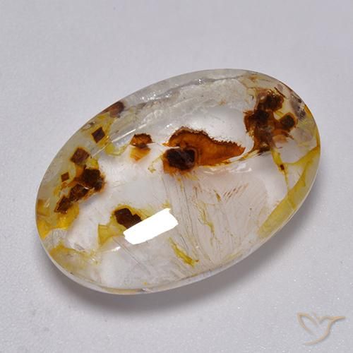 Cuarzo con marcasita Multicolor natural de 19.87 ct, Ovalada, Transparente