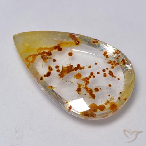 Cuarzo con marcasita Multicolor natural de 19.86 ct, En forma de pera, Transparente