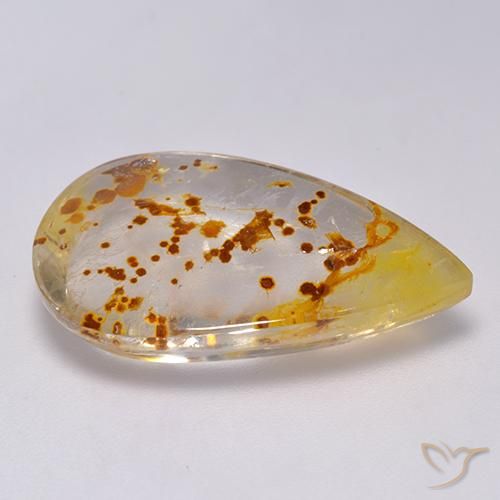 Cuarzo con marcasita Multicolor natural de 19.86 ct, En forma de pera, Transparente