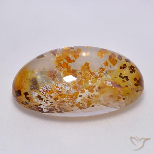 Cuarzo con marcasita Multicolor natural de 23.14 ct, Ovalada, Transparente