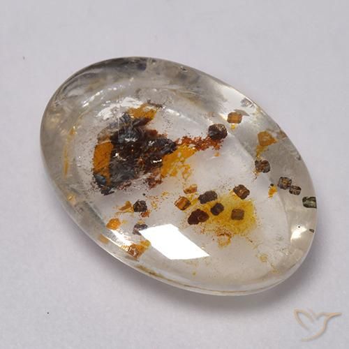 7.34ct Natural Multicolor Cuarzo con marcasita, Ovalada, Transparente