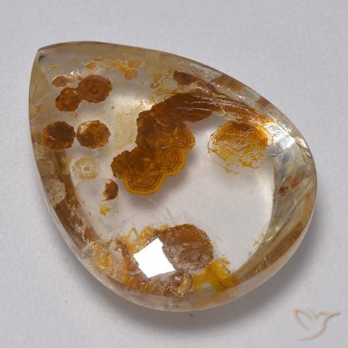 Cuarzo con marcasita Multicolor natural de 9.82 ct, En forma de pera, Transparente