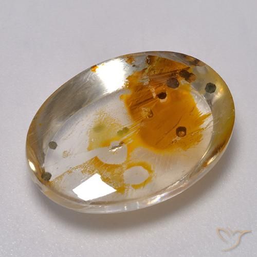 10.11ct Natural Multicolor Cuarzo con marcasita, Ovalada, Transparente