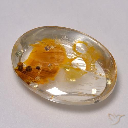 Cuarzo con marcasita Multicolor natural de 10.11 ct, Ovalada, Transparente