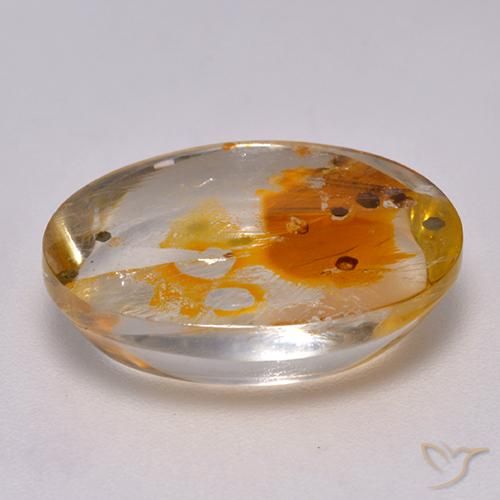 Cuarzo con marcasita Multicolor natural de 10.11 ct, Ovalada, Transparente