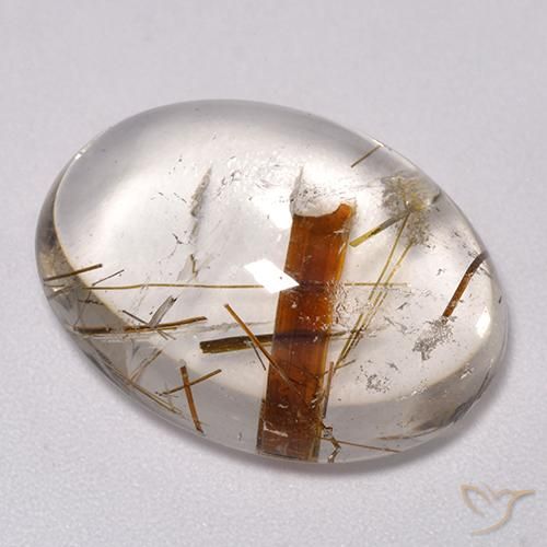 Cuarzo con marcasita Multicolor natural de 14.43 ct, Ovalada, Transparente
