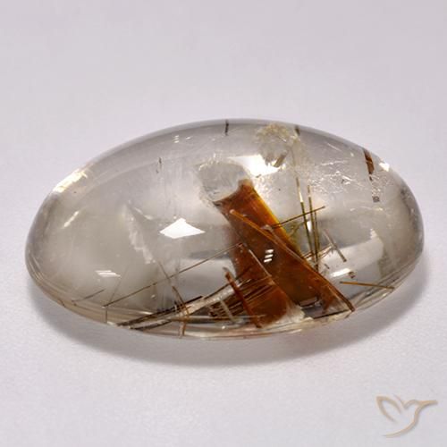 Cuarzo con marcasita Multicolor natural de 14.43 ct, Ovalada, Transparente