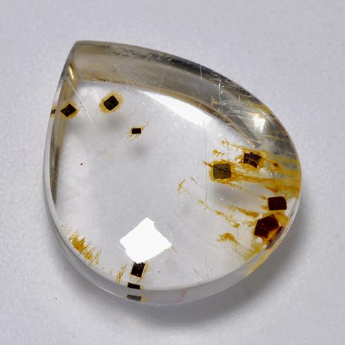 Cuarzo con marcasita multicolor natural de 9,21 ct, en forma de pera, transparente