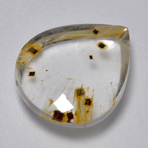 Cuarzo con marcasita multicolor natural de 9,21 ct, en forma de pera, transparente