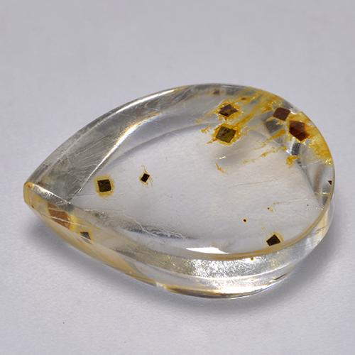 Cuarzo con marcasita multicolor natural de 9,21 ct, en forma de pera, transparente