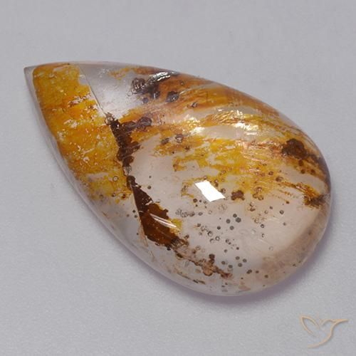 Cuarzo con marcasita Multicolor natural de 13.51 ct, En forma de pera, Transparente