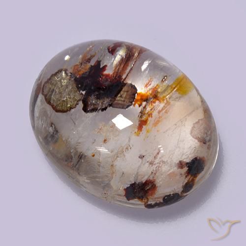 10.56ct Natural Multicolor Cuarzo con marcasita, Ovalada, Transparente