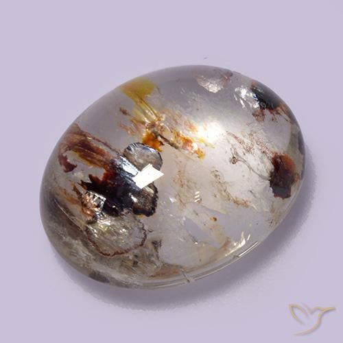 Cuarzo con marcasita Multicolor natural de 10.56 ct, Ovalada, Transparente