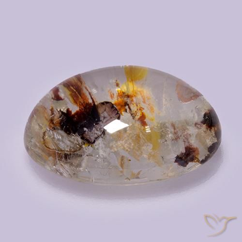 Cuarzo con marcasita Multicolor natural de 10.56 ct, Ovalada, Transparente