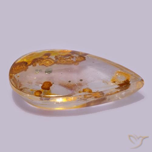 Cuarzo con marcasita Multicolor natural de 12.63 ct, En forma de pera, Transparente