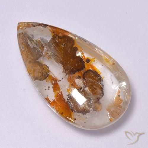 Cuarzo con marcasita Multicolor natural de 20.84 ct, En forma de pera, Transparente