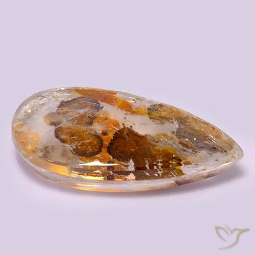 Cuarzo con marcasita Multicolor natural de 20.84 ct, En forma de pera, Transparente