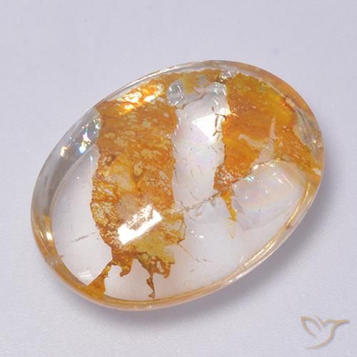 22.34ct Natural Multicolor Cuarzo con marcasita, Ovalada, Transparente