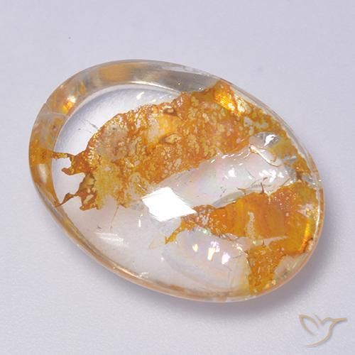 Cuarzo con marcasita Multicolor natural de 22.34 ct, Ovalada, Transparente