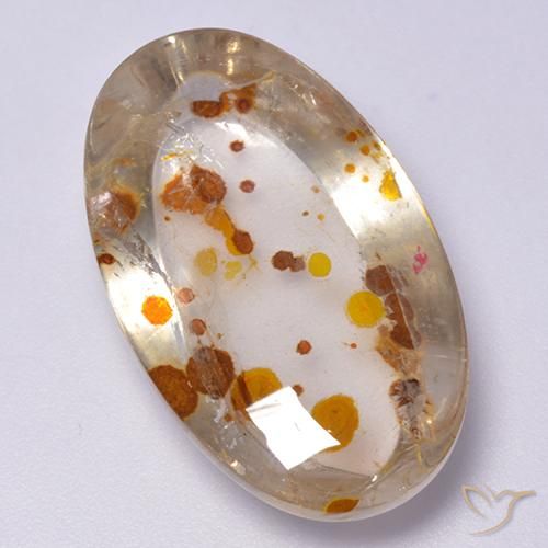 19.98ct Natural Multicolor Cuarzo con marcasita, Ovalada, Transparente
