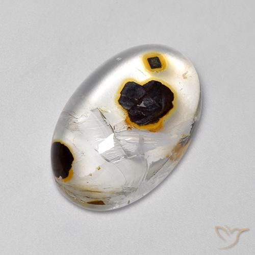 Cuarzo con marcasita Multicolor natural de 17.52 ct, Ovalada, Transparente