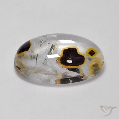 Cuarzo con marcasita Multicolor natural de 17.52 ct, Ovalada, Transparente