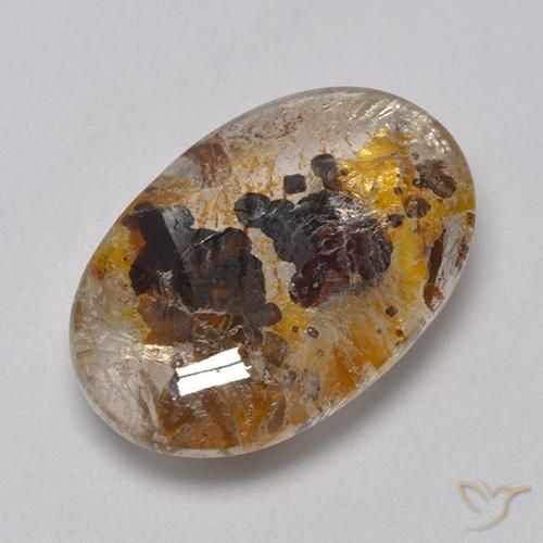 Cuarzo con marcasita Multicolor natural de 11.56 ct, Ovalada, Transparente