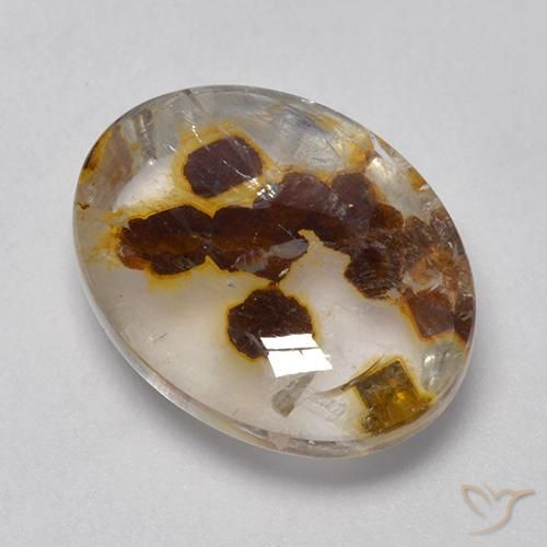 Cuarzo con marcasita Multicolor natural de 9.88 ct, Ovalada, Transparente