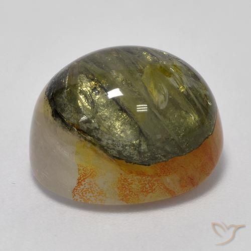 Cuarzo con marcasita Multicolor natural de 15.61 ct, Ovalada, Translúcido