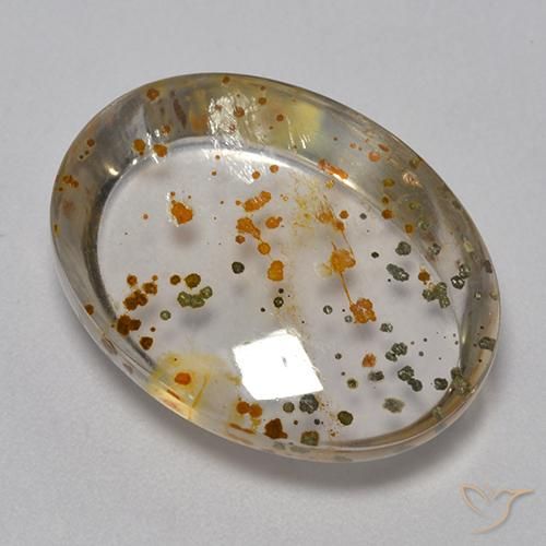 16.27ct Natural Multicolor Cuarzo con marcasita, Ovalada, Transparente