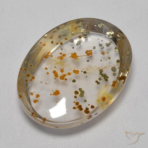 Cuarzo con marcasita Multicolor natural de 16.27 ct, Ovalada, Transparente