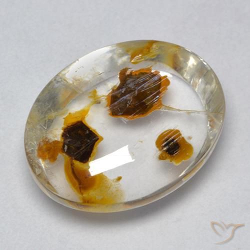 8.54ct Natural Multicolor Cuarzo con marcasita, Ovalada, Transparente