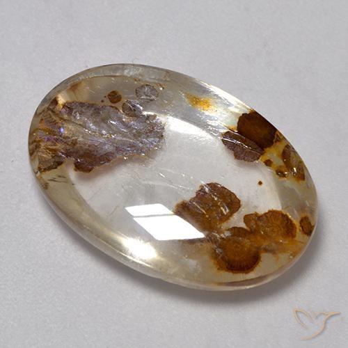 Cuarzo con marcasita Multicolor natural de 8.86 ct, Ovalada, Transparente