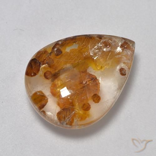 7.17ct Natural Multicolor Cuarzo con marcasita, En forma de pera, Transparente