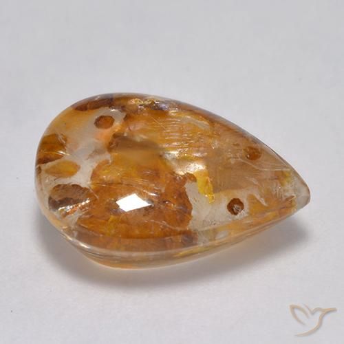 Cuarzo con marcasita Multicolor natural de 7.17 ct, En forma de pera, Transparente