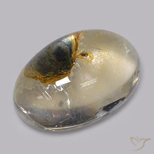 Cuarzo con marcasita Multicolor natural de 13.90 ct, Ovalada, Transparente