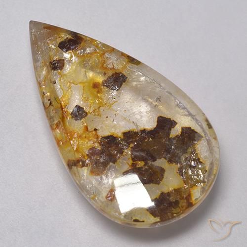 23.01ct Natural Multicolor Cuarzo con marcasita, En forma de pera, Transparente