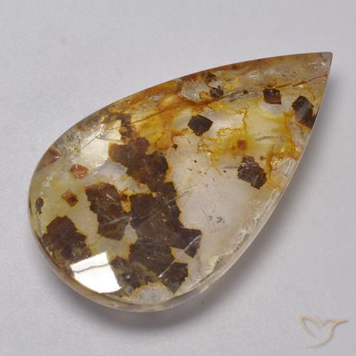 Cuarzo con marcasita Multicolor natural de 23.01 ct, En forma de pera, Transparente