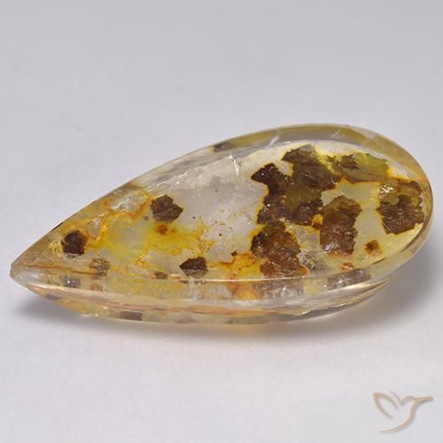Cuarzo con marcasita Multicolor natural de 23.01 ct, En forma de pera, Transparente