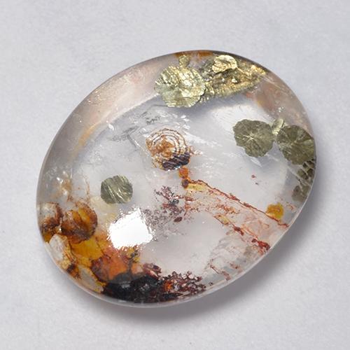 Cuarzo con marcasita Multicolor natural de 13.79 ct, Corte Óvalo, Transparente