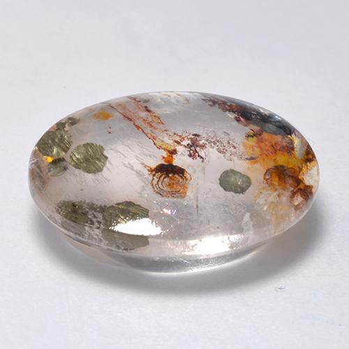 Cuarzo con marcasita Multicolor natural de 13.79 ct, Corte Óvalo, Transparente