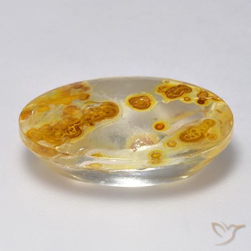 Cuarzo con marcasita Multicolor natural de 14.21 ct, Ovalada, Transparente