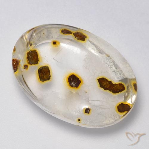 Cuarzo con marcasita Multicolor natural de 16.93 ct, Ovalada, Transparente